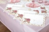 Finezza Afife Kadife Krem Pudra Sofra Takımı 8 kişilik 160x230 cm 34 Parça -1426 - 4