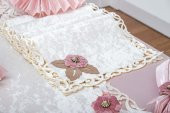 Finezza Afife Kadife Krem Pudra Sofra Takımı 8 kişilik 160x230 cm 34 Parça -1426 - 5