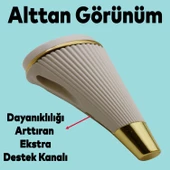 Iron Lüks Mobilya Kanepe Sehpa Tv Ünitesi Koltuk Ayağı 15 Cm Krem Gold Baza Ayakları - 4