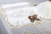 Finezza Afife Kadife Kreme Krem Sofra Takımı 8 kişilik 160x230 cm 34 Parça -1427 thumbnail 4