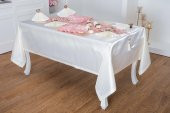 Finezza Afife Kadife Pudra Krem Sofra Takımı 8 kişilik 160x230 cm 34 Parça -1428 - 1