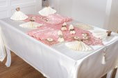 Finezza Afife Kadife Pudra Krem Sofra Takımı 8 kişilik 160x230 cm 34 Parça -1428 - 2
