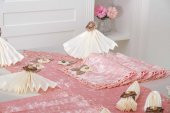 Finezza Afife Kadife Pudra Krem Sofra Takımı 8 kişilik 160x230 cm 34 Parça -1428 - 5