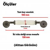 Lüks Porselen Mobilya Çekmece Dolap Kapak Kulpu Kulbu 128 mm Beyaz Füme thumbnail 3