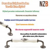 Lüks Porselen Mobilya Çekmece Dolap Kapak Kulpu Kulbu 128 mm Beyaz Füme thumbnail 6