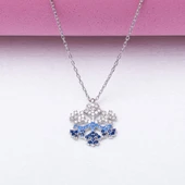 Kar Tanesi Beyaz Mavi Lacivert Zirkon Taşlı 925 Ayar Gümüş Kadın Kolye thumbnail 2