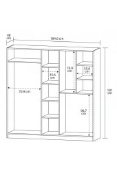Mobilique Beş Kapaklı Anatolia Gardırop Beyaz - 3