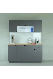 Mobilique 160 Cm Ahşap Mdf Tezgahlı Antrasit Kapaklı Hazır Mutfak - 1