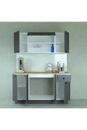 Mobilique 160 Cm Ahşap Mdf Tezgahlı Antrasit Kapaklı Hazır Mutfak - 2