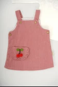 KIZ BEBEK 2Lİ KİRAZ DESENLİ UZUN KOL SALOPET ELBİSE - 4