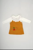KIZ BEBEK 2Lİ KİRAZ DESENLİ UZUN KOL SALOPET ELBİSE - 7
