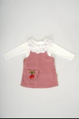 KIZ BEBEK 2Lİ KİRAZ DESENLİ UZUN KOL SALOPET ELBİSE - 1