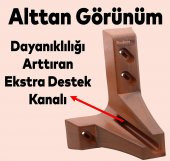 Lüks Mobilya Kanepe Sehpa Puf Koltuk Ayağı 10 cm Kahverengi Ahşap Desenli Ayak thumbnail 3