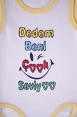 YENİ SEZON DEDEM BENİ ÇOK SEVİYO YAZILI PAMUK BEBEK BADİ ZIBIN - 4