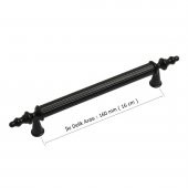 Öyküm Çizgili Rustik 160 mm Mat Siyah Mobilya Dolap Kulp - 2