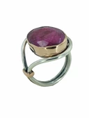 Oval Yakut Taşlı Otantik El Üretim Özel Tasarım Gümüş Yüzük - 2