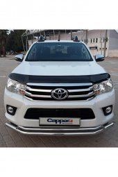 İtibar Toyota Hilux Ön Kaput Koruma Rüzgarlığı 3mm Akrilik (ABS) Parlak Siyah Deflektör 2015-2020 thumbnail 4