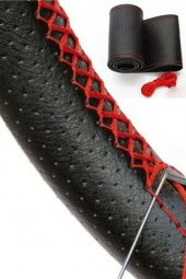 İtibar Volkswagen Bora Direksiyon Kılıfı Dikme Uyumlu Terletmez Kırmızı Ipli thumbnail 1