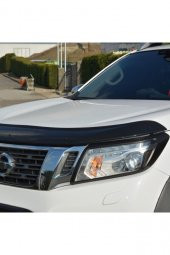Nissan Navara Ön Kaput Koruma Rüzgarlığı 3mm Akrilik (ABS) Parlak Siyah Deflektör 2016-2020 - 4