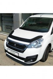 Peugeot Partner Ön Kaput Koruma Rüzgarlığı 3mm Akrilik (ABS) Parlak Siyah Deflektör 2015-18 - 4