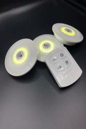 3lü Uzaktan Kumandalı Yapışkanlı Kablosuz Led Spot Lambalar - 3