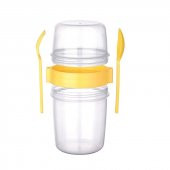 Çift Hazneli - Çatal Kaşıklı Portatif Müsli -Atıştırmalık Kabı 650 ML - 3