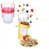 Çift Hazneli - Çatal Kaşıklı Portatif Müsli -Atıştırmalık Kabı 500 ML - 1