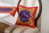 Finezza Belize Baskılı Saten Kırmızıya Siyah Kırlent Kılıfı 45x45 cm ikili -1435 - 1