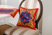 Finezza Belize Baskılı Saten Kırmızıya Siyah Kırlent Kılıfı 45x45 cm ikili -1435 - 2
