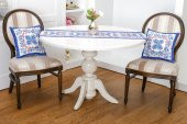 Finezza Çini Baskılı Kumaş Kreme Mavi Kırlent Kılıfı 45x45 cm İkili - 1436 - 3