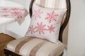 Finezza Kartanesi Baskılı Kumaş Beje Kırmızı Kırlent Kılıfı 45x45 cm İkili -1437 - 1