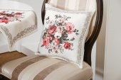 Finezza Gardenya Baskılı Kumaş Kreme Çiçekli Kırlent Kılıfı 45x45 cm - 1440 - 1