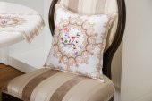 Finezza Frame Baskılı Kumaş Kreme Çiçekli  Kırlent Kılıfı 45x45 cm - 1441 - 1