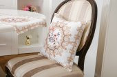Finezza Frame Baskılı Kumaş Kreme Çiçekli  Kırlent Kılıfı 45x45 cm - 1441 - 2