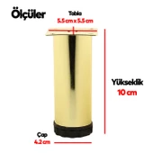Akça Ayarlanabilir Mobilya Kanepe Koltuk Baza Yükseltme Yükseltici Ayağı Metal Ayakları 10 Cm Gold - 3