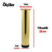 Akça Ayarlanabilir Mobilya Kanepe Koltuk Baza Yükseltme Yükseltici Ayağı Metal Ayakları 25 Cm Gold - 3
