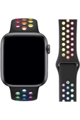 Apple Watch 42-44 Mm Uyumlu Delikli Renkli Silikon Kordon - 4