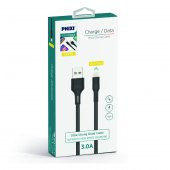 Phixi Force CB431L Hasır Örgü ve Ekstra Güçlendirilmiş Silikon Başlıklı Lightning USB Hızlı Şarj ve Data Kablo - 2