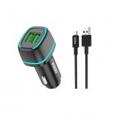 Phixi Force QCC571M Çift Çıkışlı Fast Micro USB Kablolu Araç Şarj Cihazı - 5