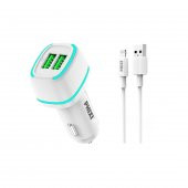 Phixi Force QCC571L Çift Çıkışlı Fast Lightning USB Kablolu Araç Şarj Cihazı - 1