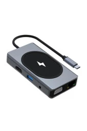Macbook Uyumlu Type-c To Usb 3.0 4k Hdmı Gigabit Rj45 Aux 9 Port Çevirici Hub Adaptör - 7