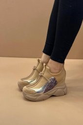 Erkan Saçmacı Casandraa Altın Taşlı Gizli Dolgu Kadın Spor Ayakkabı Soft Sole 7 Cm - 3