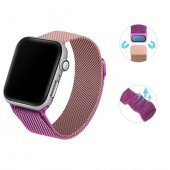 Apple Watch 7 45mm Mıknatıslı Metal Tel Örgü Işlemeli Kordon - 5