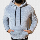 Erkek Gri Peluş Sweatshirt - 1
