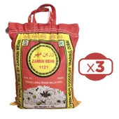 Zarrin Mehr 1121 5 kg 3 lü Paket Basmati Hint Pirinci - 1
