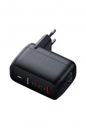 Ch-0291 Gan 65w 2xtype-c 1xusb 3 Girişli Hızlı Şarj Adaptörü - Siyah - 3