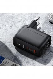 Ch-0291 Gan 65w 2xtype-c 1xusb 3 Girişli Hızlı Şarj Adaptörü - Siyah - 6