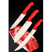 SürLaz Red 3'lü Şef Bıçakları Seti Santaku Şef Bıçağı Et Bıçağı thumbnail 1