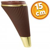 Lüks Mobilya Kanepe Sehpa TV Ünitesi Koltuk Ayağı 15 cm Ahşap Desenli Gold Baza Ayak - 1