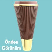 Lüks Mobilya Kanepe Sehpa TV Ünitesi Koltuk Ayağı 15 cm Ahşap Desenli Gold Baza Ayak - 2